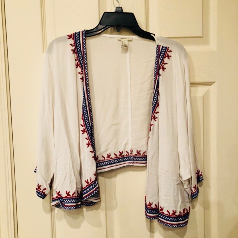 Red white and blue kimono